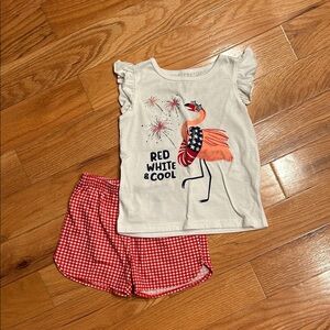 Carter's White and Red Flamingo Pajama Set